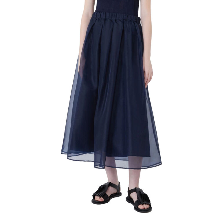Visino Pleated Silk Organza Midi Skirt image number null