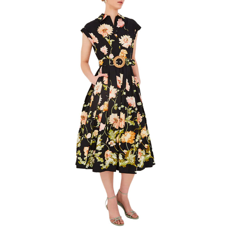 Octavia Short Sleeve Belted Midi Dress image number null