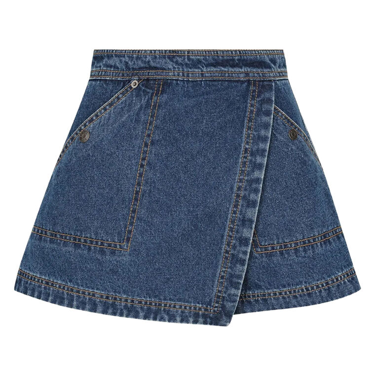 Rita Denim Wrap Detail Skort image number null