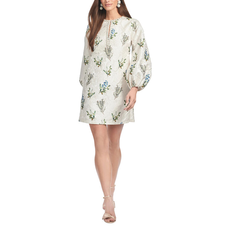 Perry Embellished Neckline Balloon Sleeve Mini Dress image number null