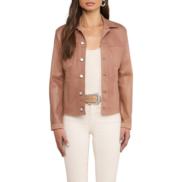 Janelle Slim Raw Coated Jean Jacket image number null