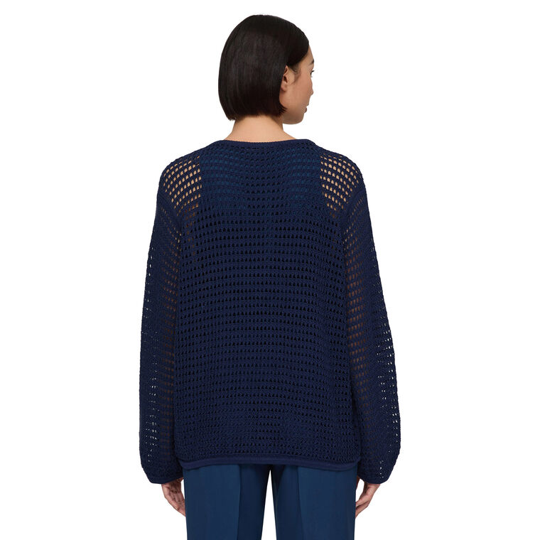 Cotton Open Stitch Voluminous Sleeve Sweater image number null
