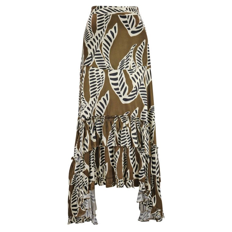 Bexley Ruffle-Hem Midi Skirt image number null