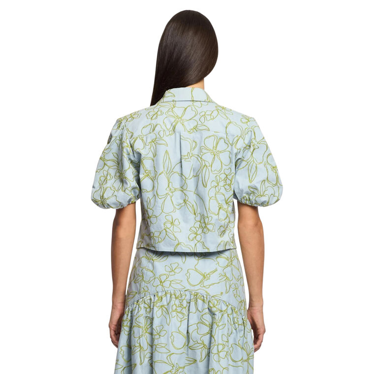 Zoanne Short Sleeve Embroidered Linework Floral Top image number null