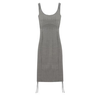 Sleeveless Corset Lace Gingham Check Mini Day Dress