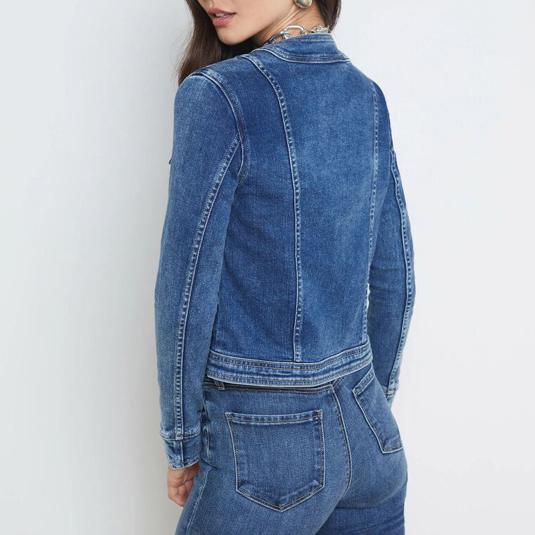 Yari  Collarless Denim Jacket image number null