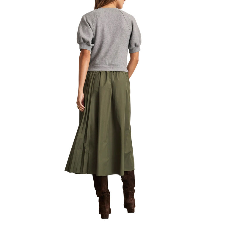 Shayna Short Sleeve Mixed Media Midi Dress image number null