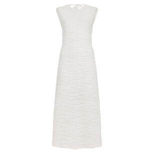 Laura Sleeveless Midi Dress In Textured Cotton
