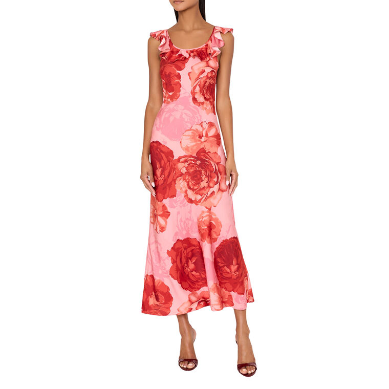 Scarlett Printed Ruffle Neck Dress image number null