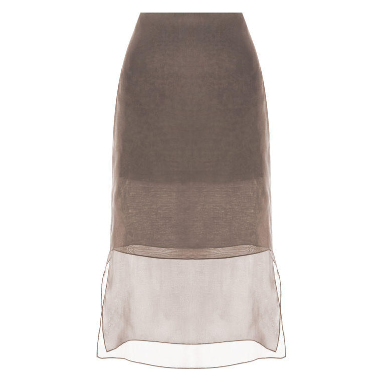 The Brett Pencil Skirt With Sheer Hem Panel image number null