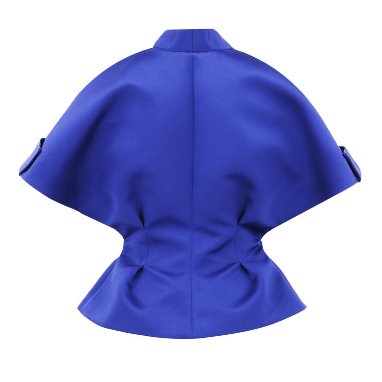 Short-Sleeve Zip Peplum Blouse image number null