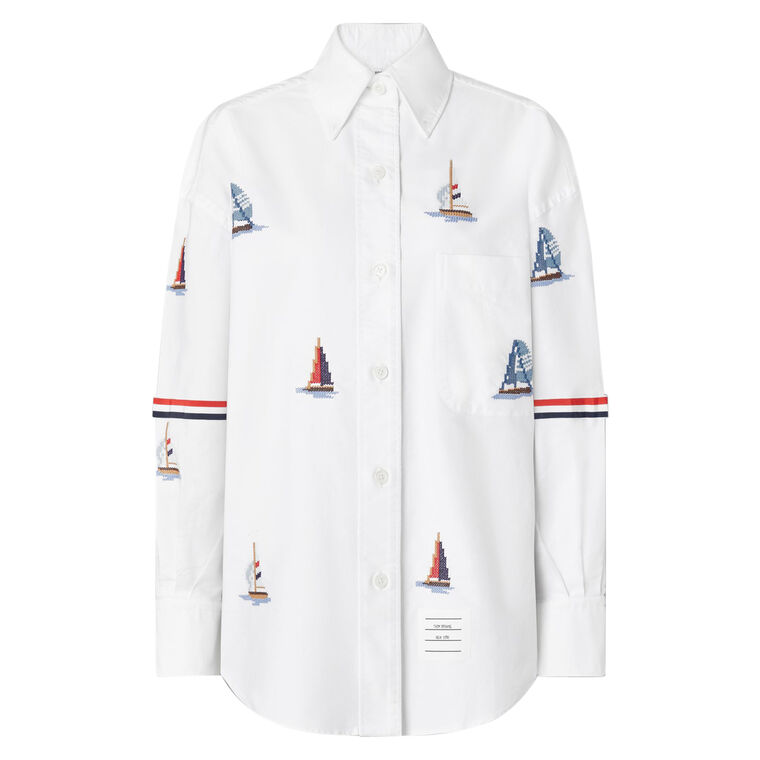 Long Sleeve Supersized Point Collar Shirt image number null