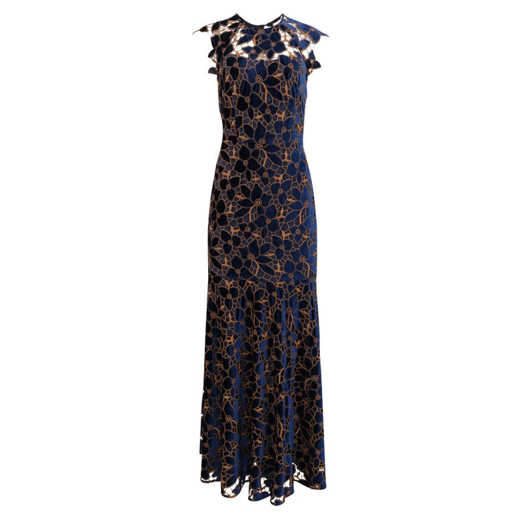 Carlotta Floral Velvet Gown image number null