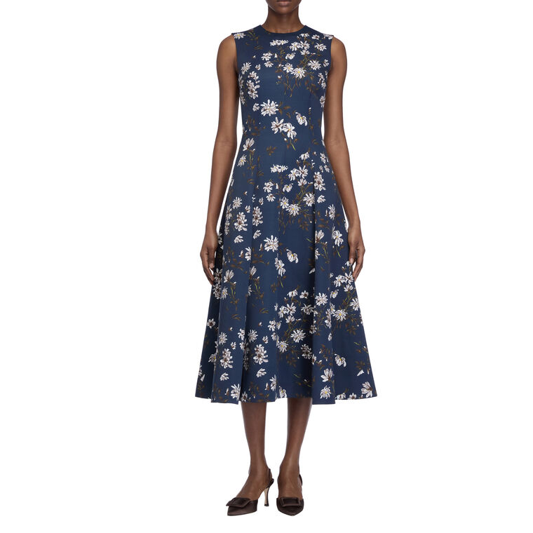 Mara Sleeveless Taffeta Faille Midi Dress image number null
