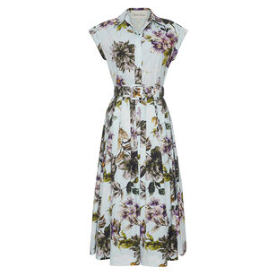 Octavia Cap Sleeve Belted Midi Dress