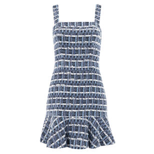 Kaidra Sleeveless Square Neck Drop Waist Tweed Mini Dress