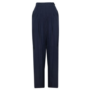 Adler Pinstripe High-Rise Pleated Wide-Leg Pant