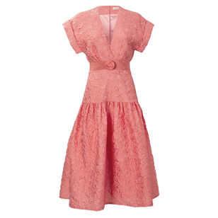 Metaponto Cap Sleeve V-Neck Belted Midi Dress