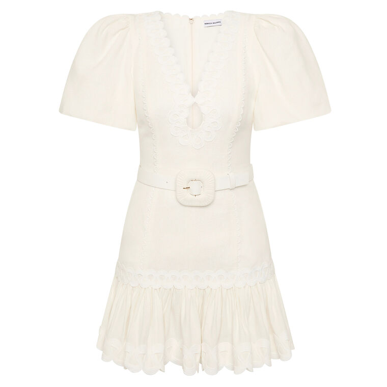 Kahlia Short Puff Sleeve Belted Mini Dress image number null