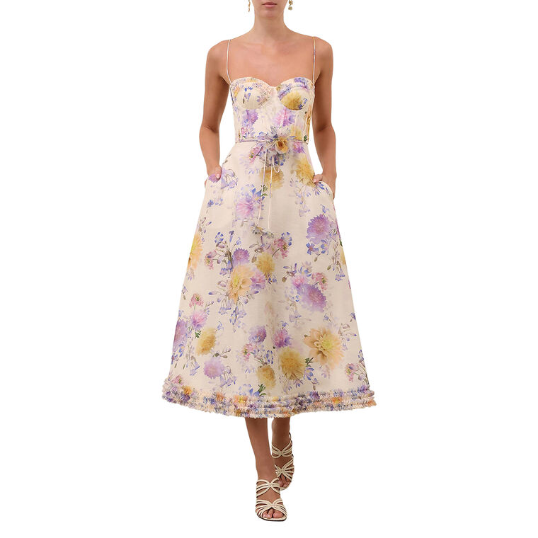 Luna Sleeveless Corset Ruffle Midi Dress image number null