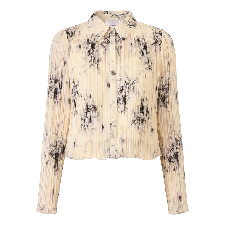Long Sleeve Handsketched Floral Delaine Top image number null