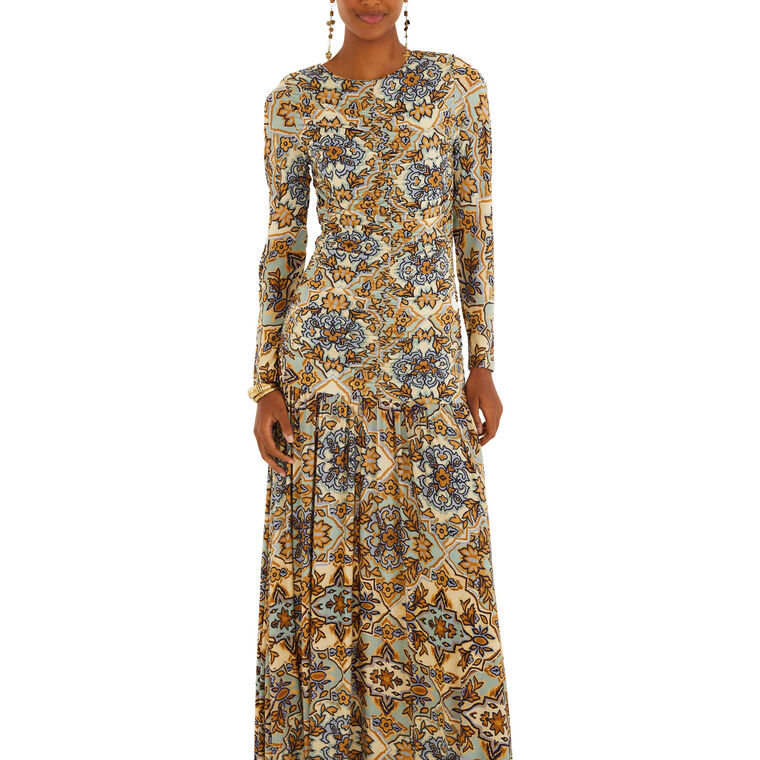 Winter Tapestry Long Sleeve A-Line Dress image number null