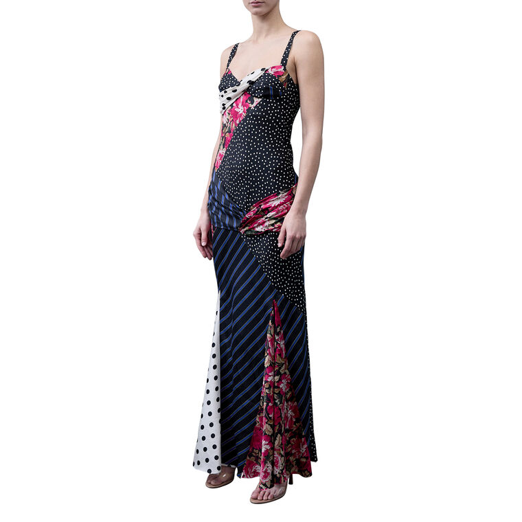 Sleeveless Asymmetric Patchwork Maxi Dress image number null