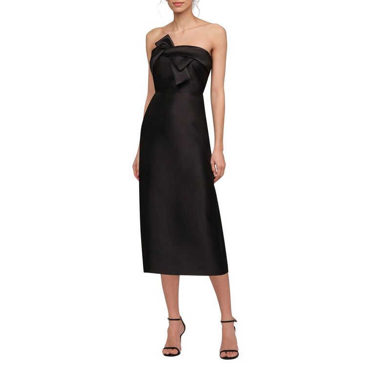 Aliana Strapless Twist Bow Mikado Midi Dress image number null