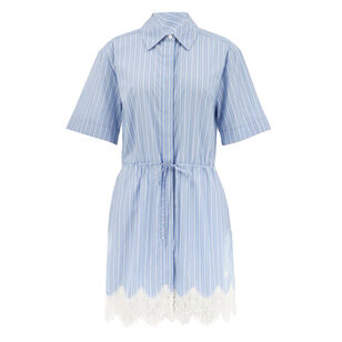 Calder Short Sleeve Cotton Lace Contrast Mini Dress