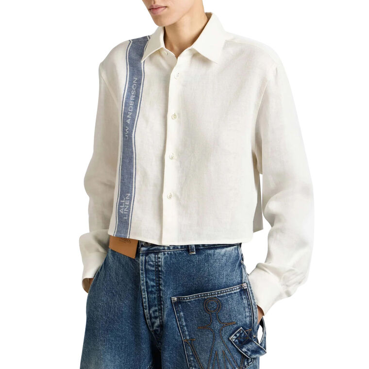 Long Sleeve Cropped Button-Up Shirt image number null