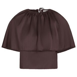 Short Sleeve Convertible Plisse Cape Top