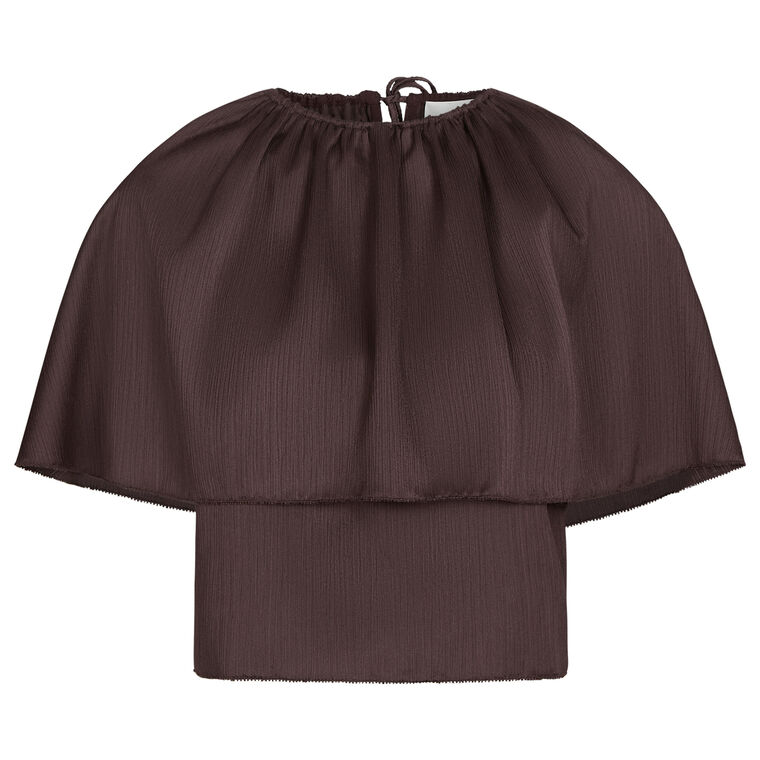 Short Sleeve Convertible Plisse Cape Top image number null