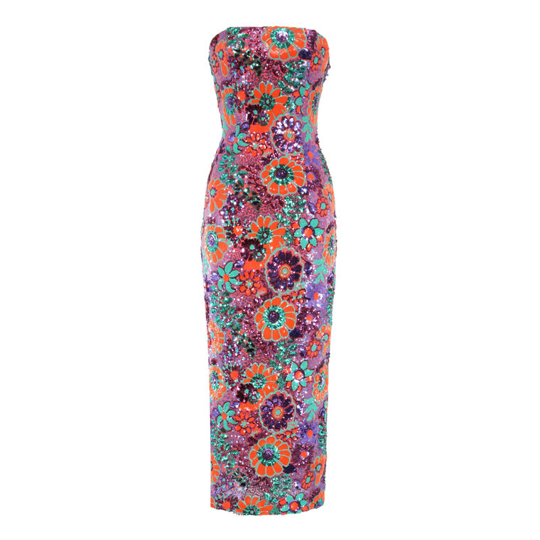 Bonnie Strapless Floral Sequin Midi Dress image number null