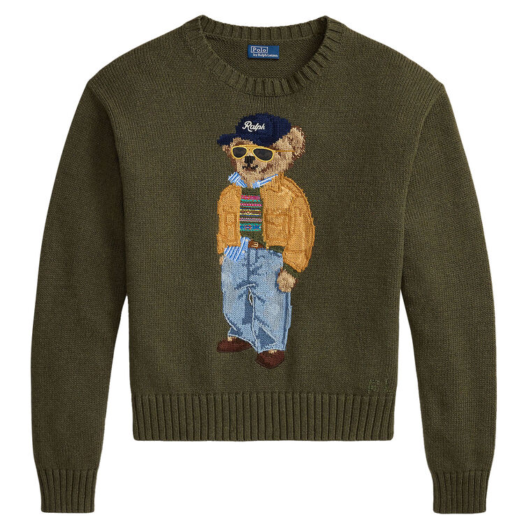 Long Sleeve Cotton Bear Crewneck Sweater image number null