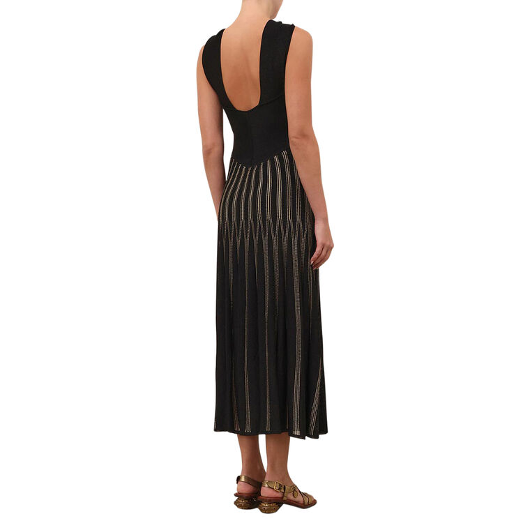 Rebellion Striped Knit Halter Midi Dress image number null