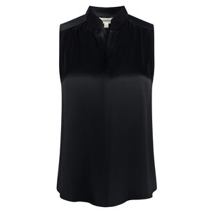 Phoebe Sleeveless Band Collar Silk Blouse