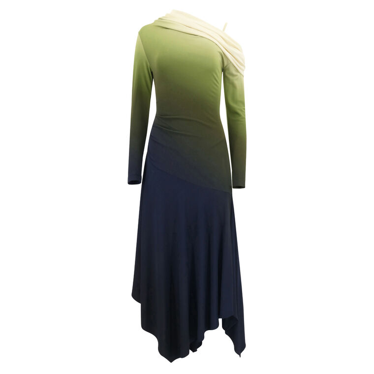 Ombre Off Shoulder Jersey Midi Dress image number null