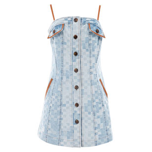 Luis Sleeveless Patchwork Denim Mini Dress