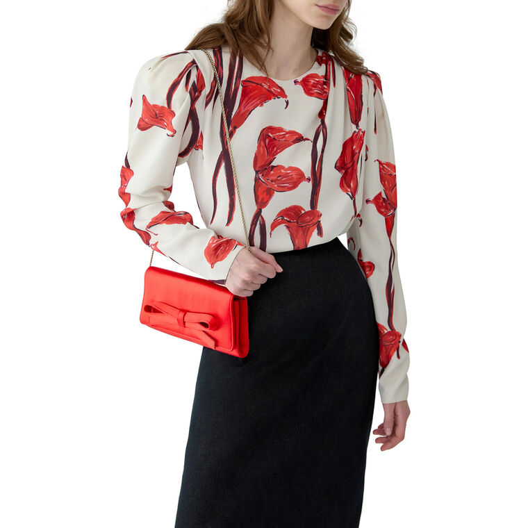 Calla Lily Print Draped Blouse image number null