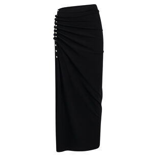 Ruched Jersey Draped Midi Skirt