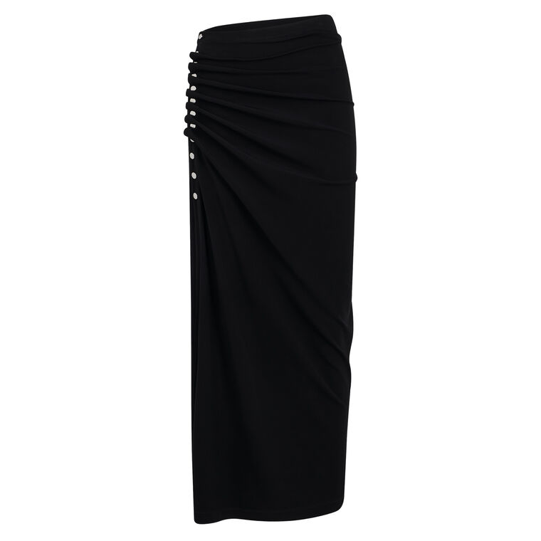 Ruched Jersey Draped Midi Skirt image number null