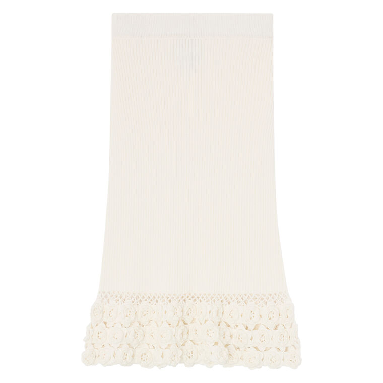 Fine Cotton Rib Crochet Midi Skirt image number null
