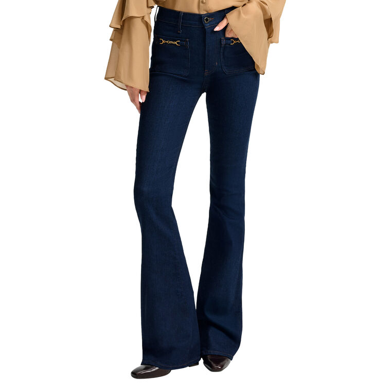 Beverly Chain-Pocket High-Rise Skinny-Flare Jean image number null