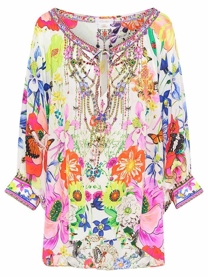 Raglan Sleeve Blouse With Cuff image number null