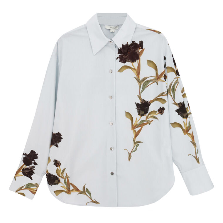 Placed Iris Cotton Button-Front Shirt image number null