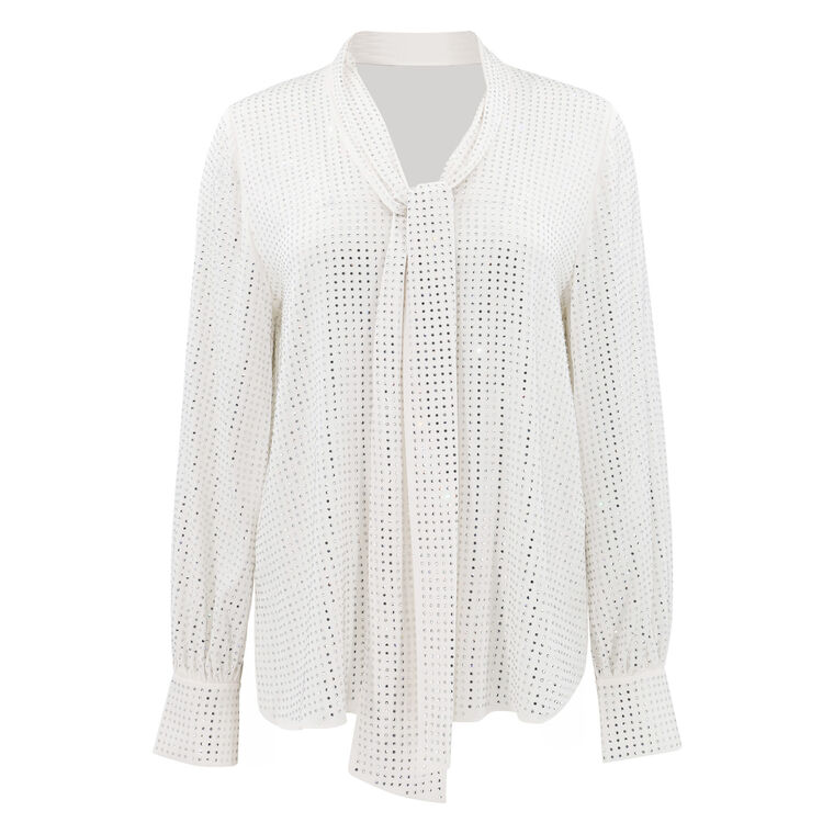 Isa Tie-Neck Rhinestone Blouse image number null