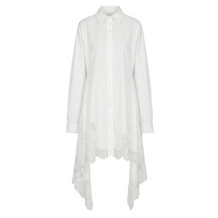 Long Sleeve Lace Cascade Shirt Dress