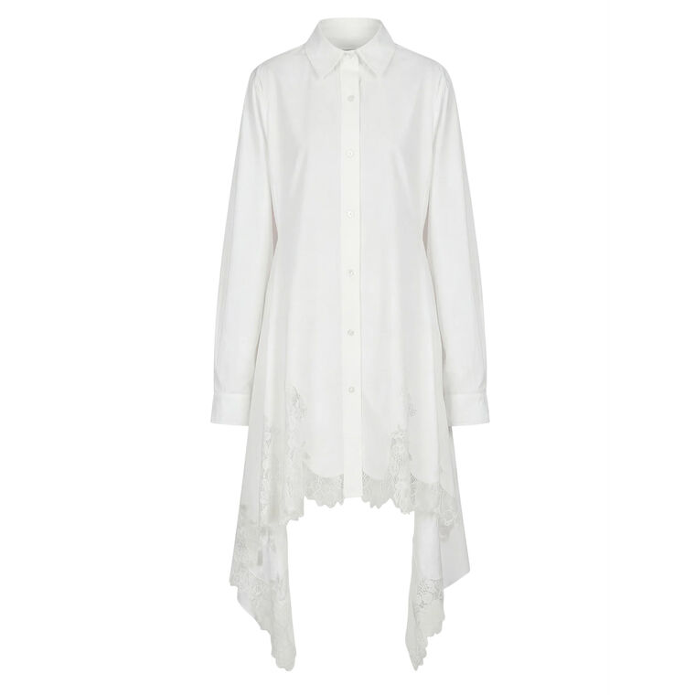 Long Sleeve Lace Cascade Shirt Dress image number null