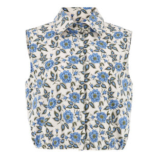Faee Printed Sleeveless Cropped Shirt