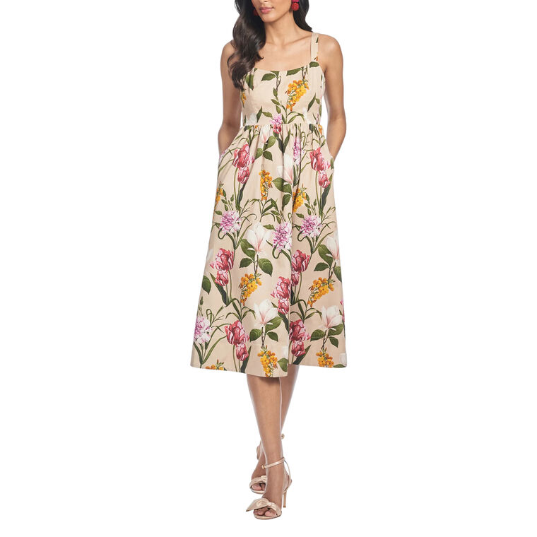 Olena Sleeveless Cotton Midi Dress image number null